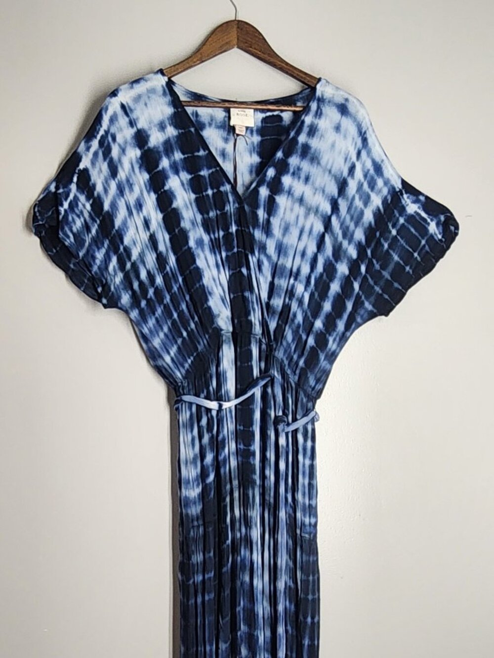 NWT Knox Rose Blue Shibori Tie Dye Maxi Dress XL Boho